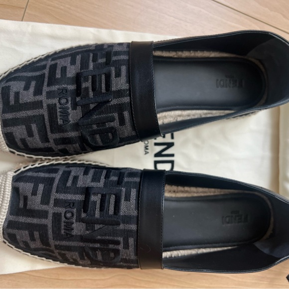 FENDI Mens Fabric Espadrilles in Noir - Picture 4 of 7